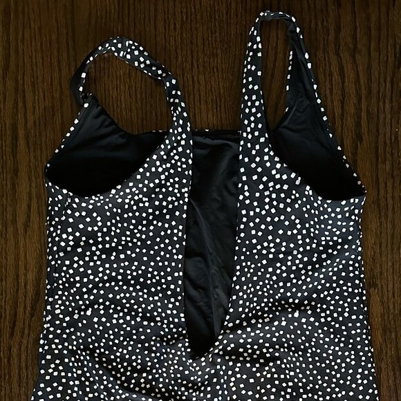 & Other Stories - Black & White Dots Low Back One Piece Swimsuit - Size 10 - Picture 3 of 5